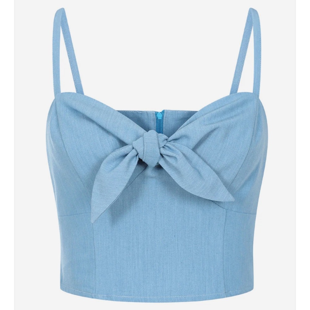 Hell Bunny Trendy Utah Blue Crop Top.  Size M. NWT